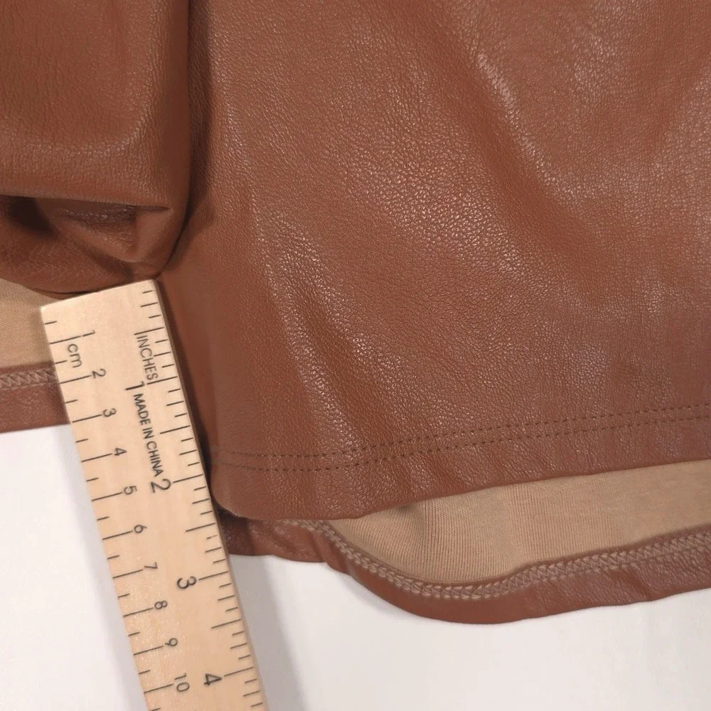 Commando Women's MEDIUM Cocoa Brown‎ Faux Leather Relaxed Shorts MADE IN USA🇺🇸